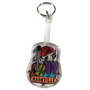 Nashville Tennessee Acrylic Guitar Keychain Music